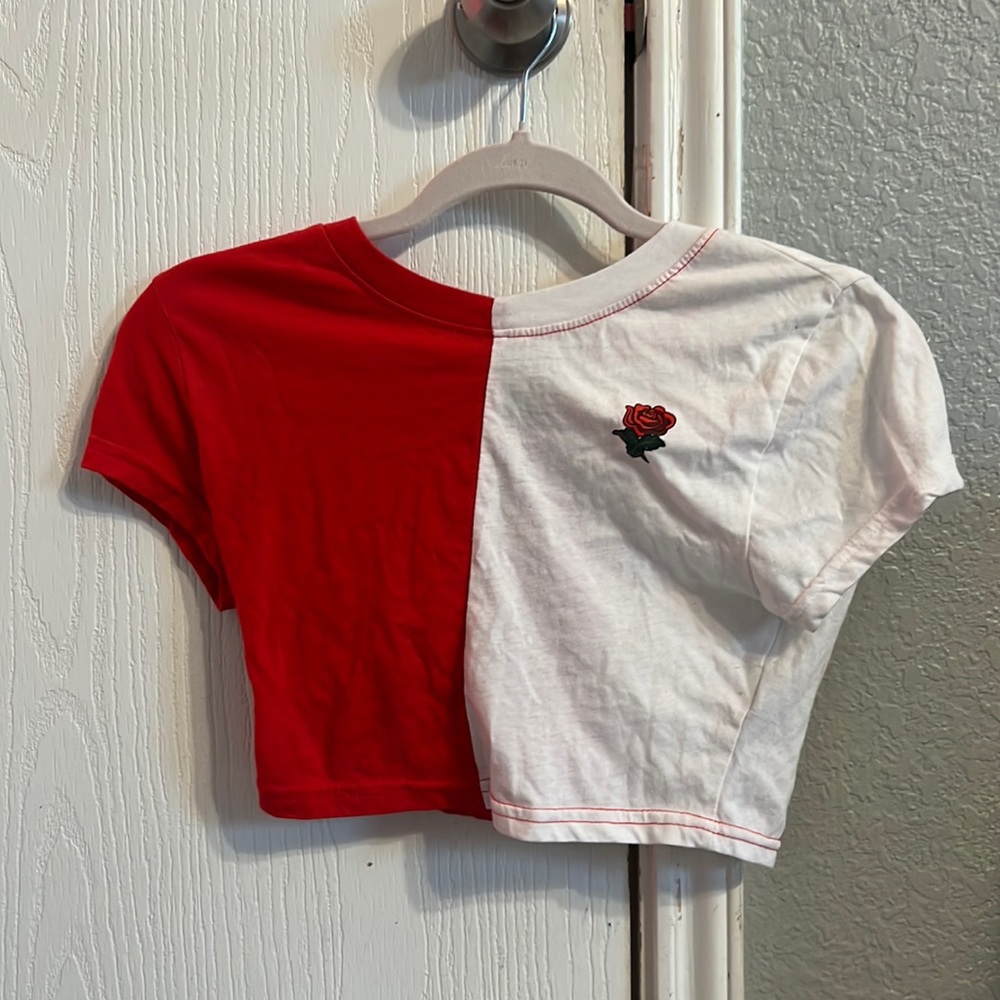 Faded Rose spilt color crop top